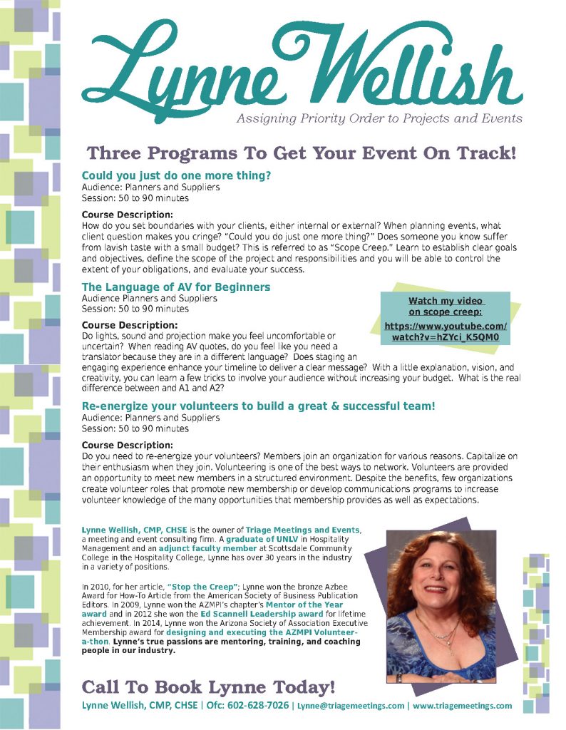 Triage Meeting and Event Consulting-Lynne Wellish