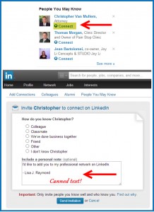 LinkedIn invitation screens