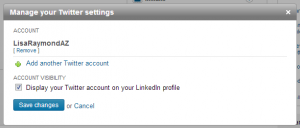 LinkedIn: Profile, Manage Twitter Settings