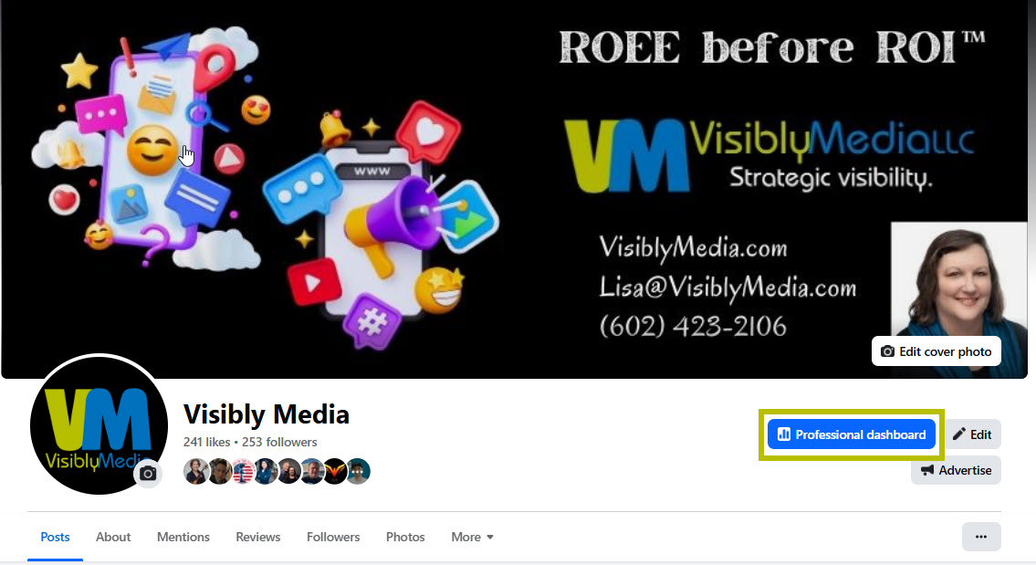 visibly media facebook page professional dashboard 1