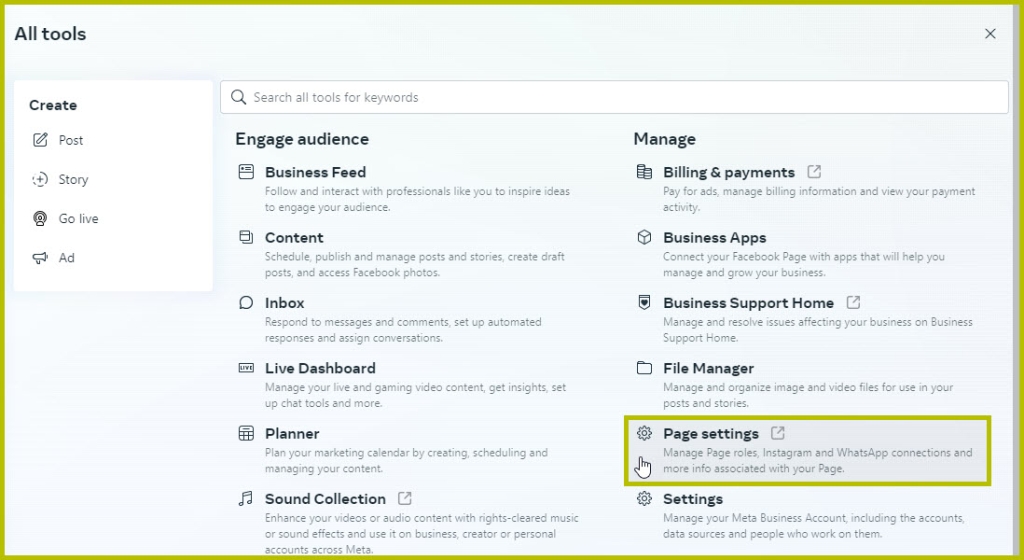 Visibly Media Facebook page meta business suite page settings